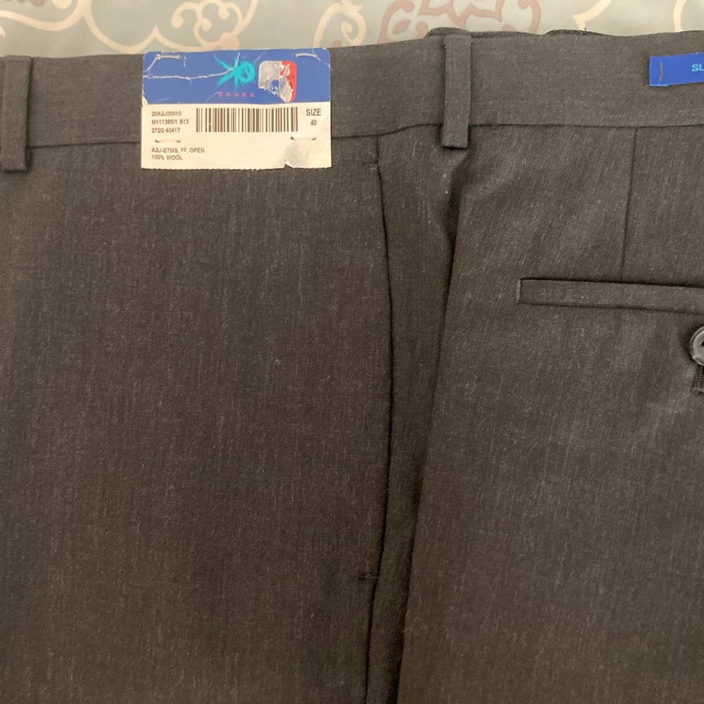 Men’s dress wool slacks unhemmed slim fit